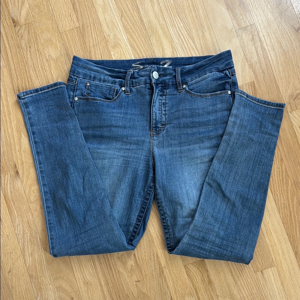 Seven7 Blue Tummyless High Ride Skinny Jeans Denim sz 12